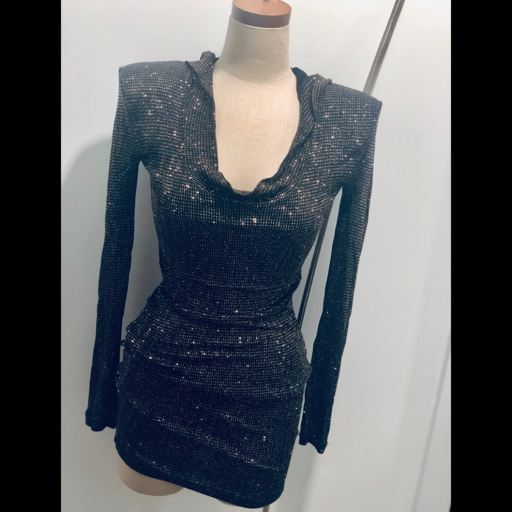 Rare runway Brian Lichtenberg gold hooded dress